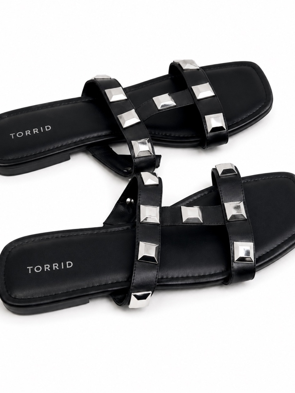 Torrid Vintage Edgy Goth Black Studded Slip On Slide Sandals Women’s Size 10.5